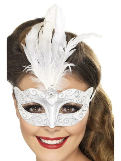 Silver Glitter Venetian Masquerade Mask
