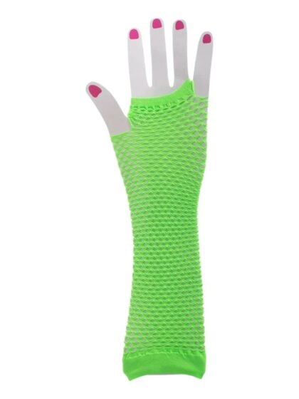 Neon Green Long Fishnet Gloves