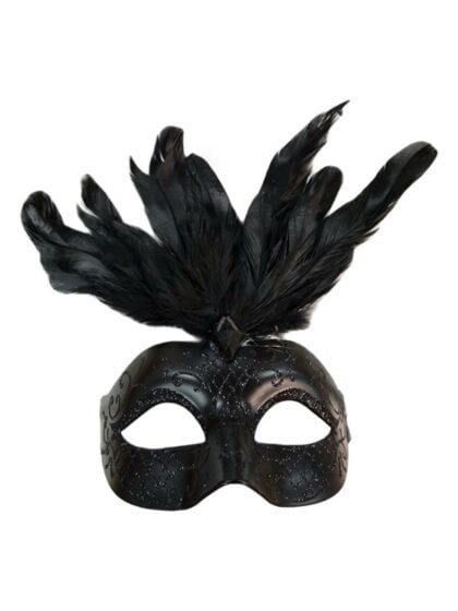 Black Feathered Masquerade Mask