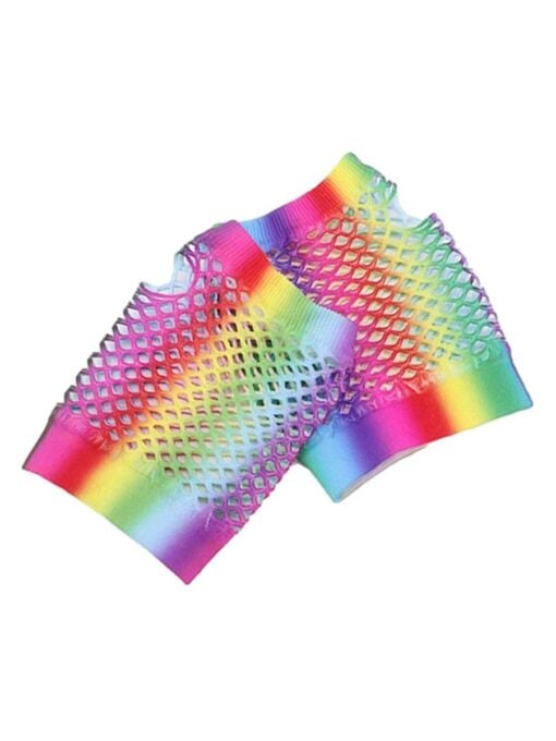 Rainbow Pride Fishnet Gloves - Image 2