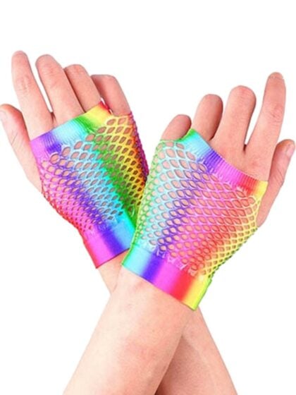 Rainbow Pride Fishnet Gloves