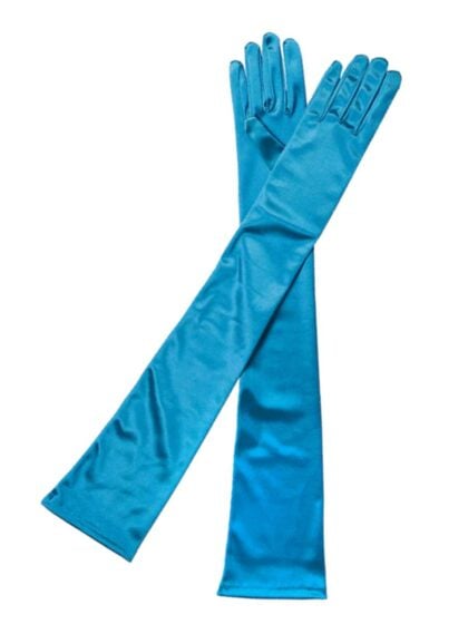 Emerald Blue Satin Gloves