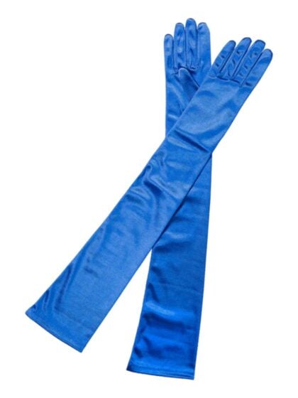 Royal Blue Satin Gloves 56cm
