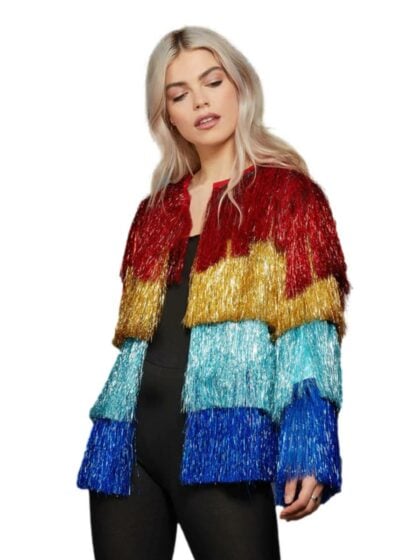 Rainbow Tinsel Fringe Jacket