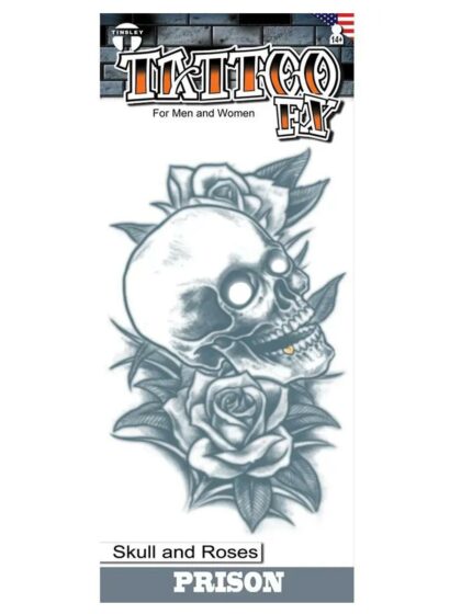 Skull and Roses Temporary Tattoo
