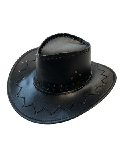 Black faux leather Cowboy hat