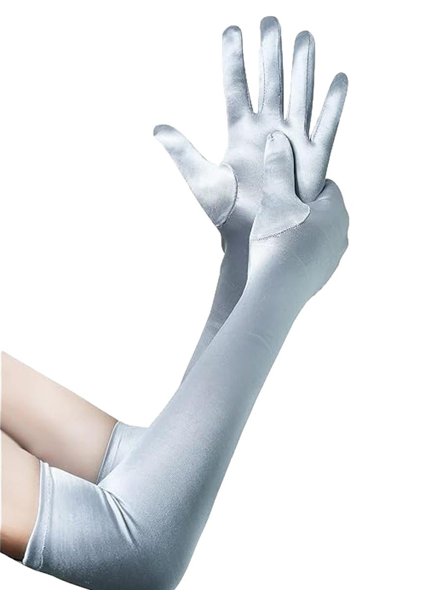 Grey Satin Gloves