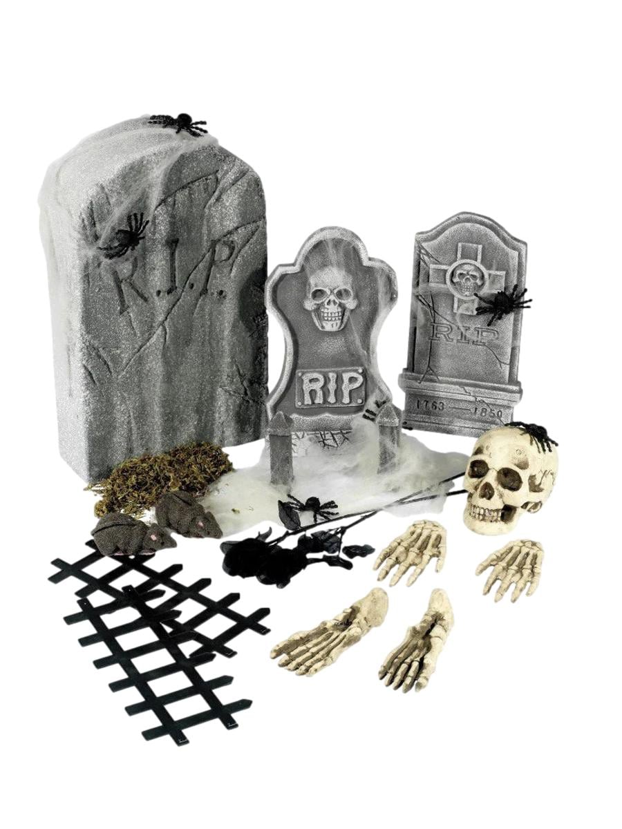 Halloween graveyard prop collection