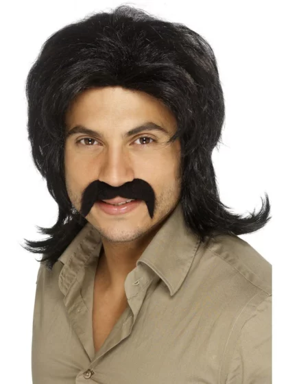 Retro 70s Black Wig