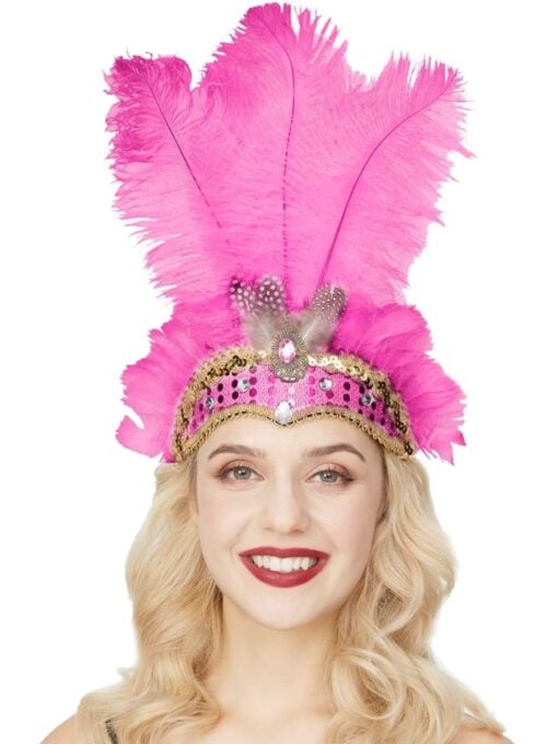 Pink Feather Showgirl Headband
