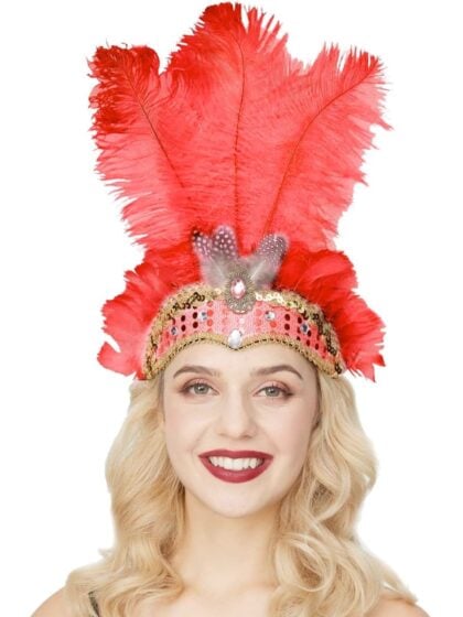 Red Feather Showgirl Headband