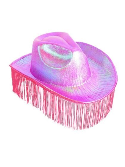 pink fringed cowboy hat