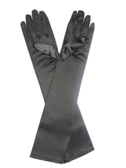 Long Black Satin Gloves