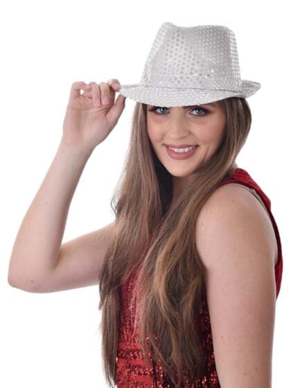 Silver Sequin Trilby Hat