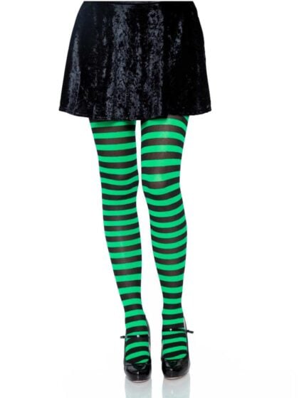 Green and Black Striped Tights