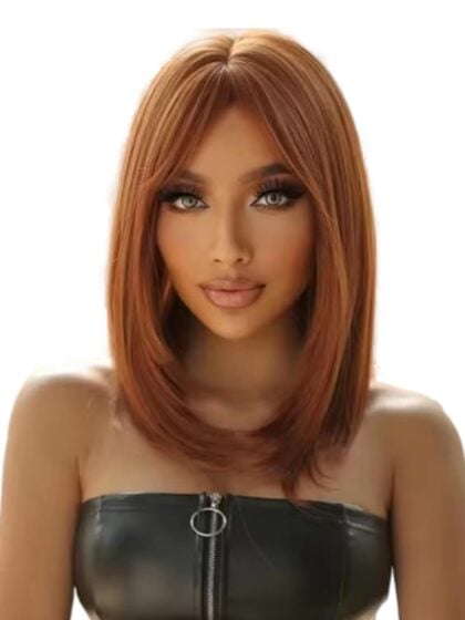 Red Shoulder Bob Wig Auburn Copper Hair