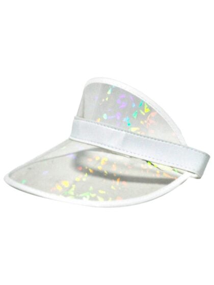 Holographic Visor 80s sparkle silver hat