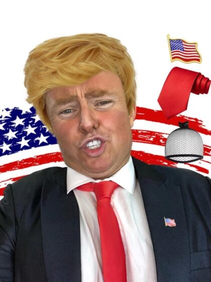 Donald Trump Costume Set Wig Tie Pin USA