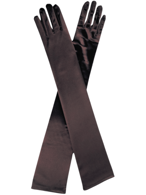 Long Brown Satin Gloves