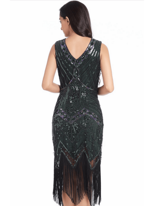 Green Sequin 20s Flapper Costume - Adult - Image 2