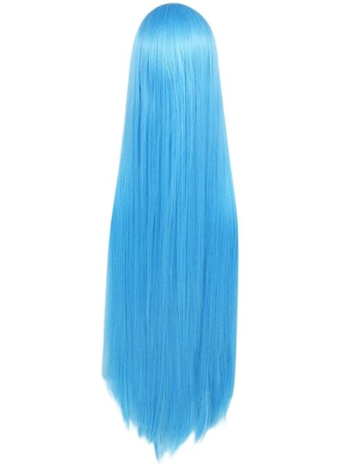 Aqua Blue Anime Wig Long with fringe back of wig