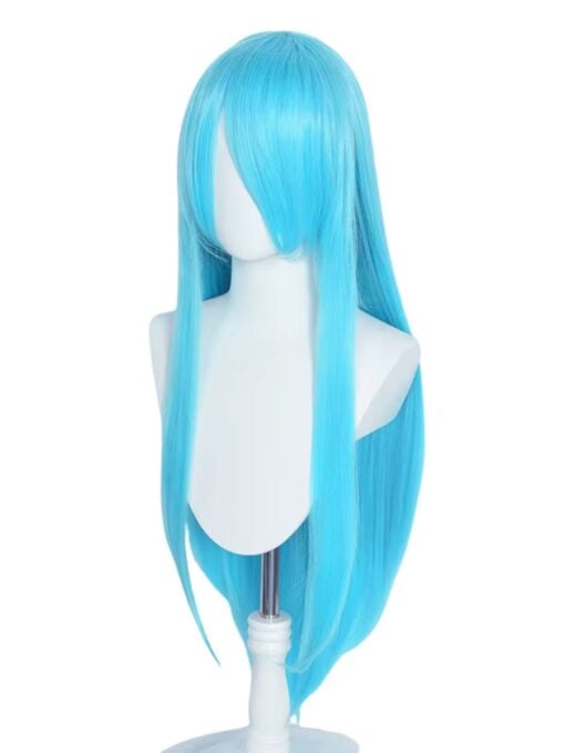 Aqua Blue Anime Wig Long with fringe side image