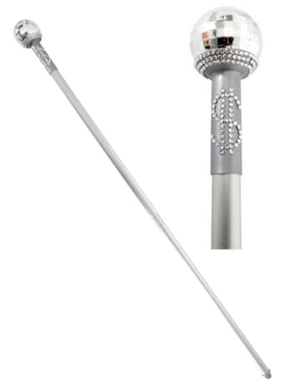 Disco Ball Silver Cane