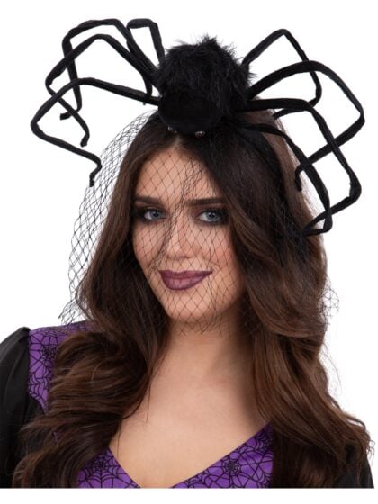 black spider headband with veil