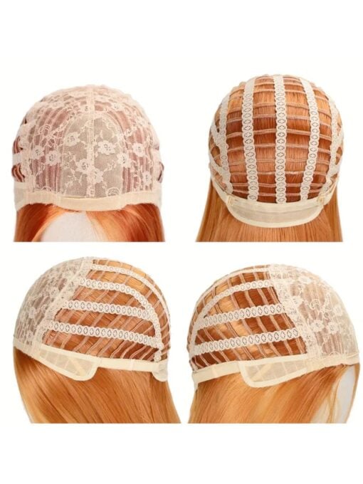 Long Orange Wig - No Fringe - Image 4