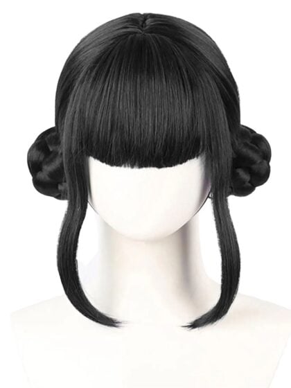 Black Kpop Demon Hunters Zoey wig with fringe and buns