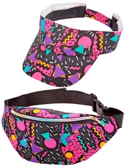 80s black bumbag and visor