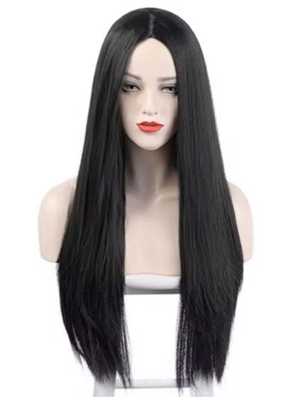 Long Black Morticia Wig