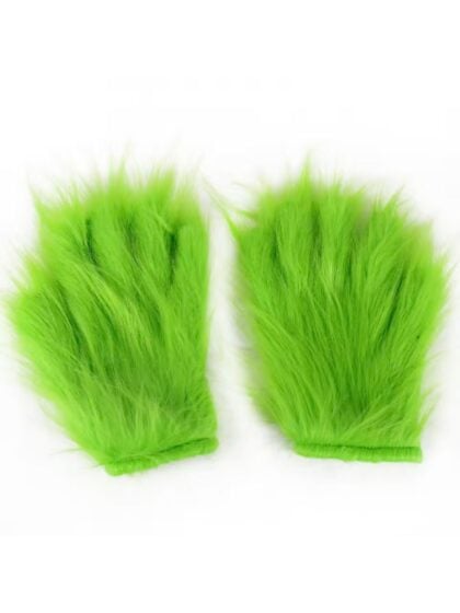 Green Fuzzy Grinch Gloves