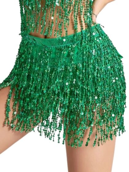 Green Sequin Wrap Skirt