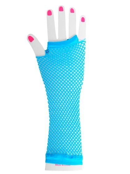 Long Blue fishnet Gloves