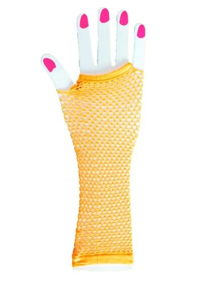 Long Orange fishnet Gloves
