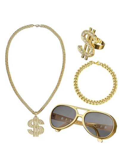 Gold bling costume set rapper