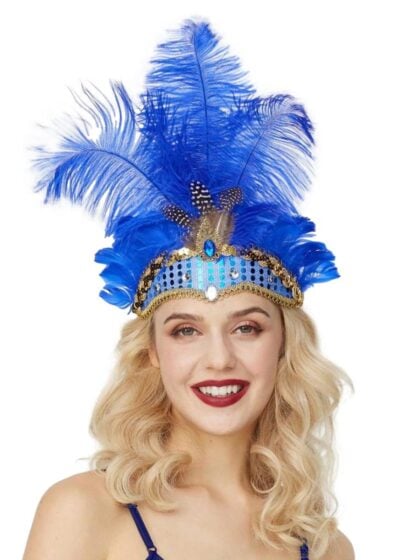 Blue Feather Showgirl Headband