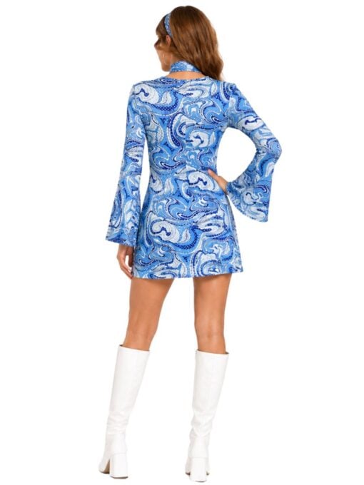 1970s Blue Disco Mini Dress back
