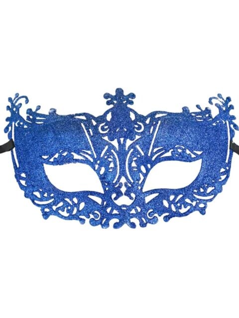 Blue Glitter Lace Mask - Creative Costumes
