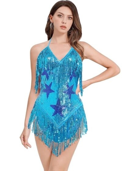 Blue Sequin Pop Star Costume