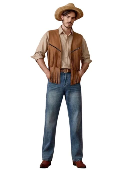 Brown Fringe Cowboy Vest