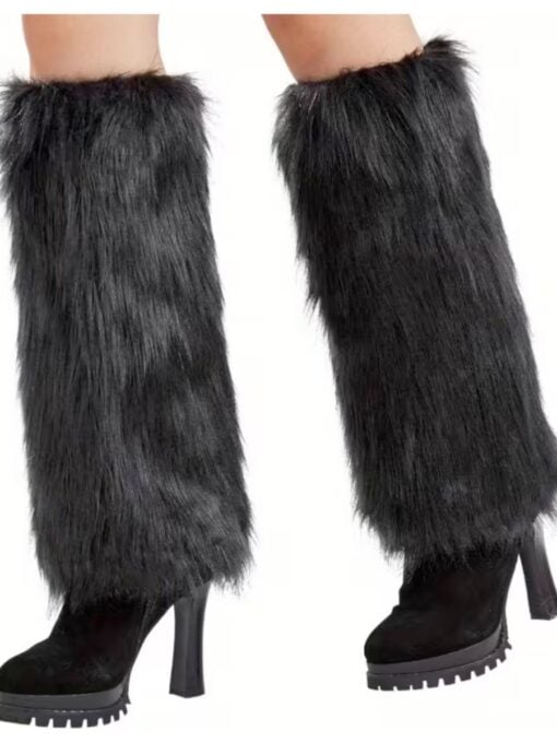 Black Fur Leg Warmers