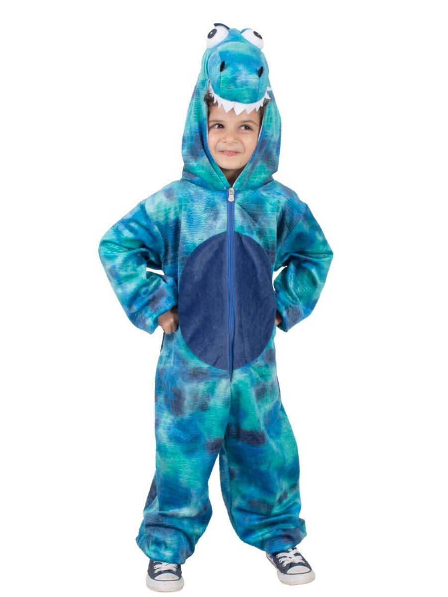 Amscan Disfraz De Dinosaurio Azul Para Niños – Mono Con Cola Y Capucha, Ideal Para Halloween Y Fiestas De Disfraces (Varias Tallas)