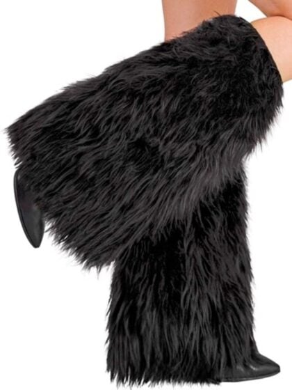 Black Plush Leg Warmers