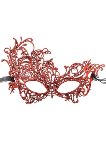 Metallic Red lace Mask lace asymmetrical masquerade