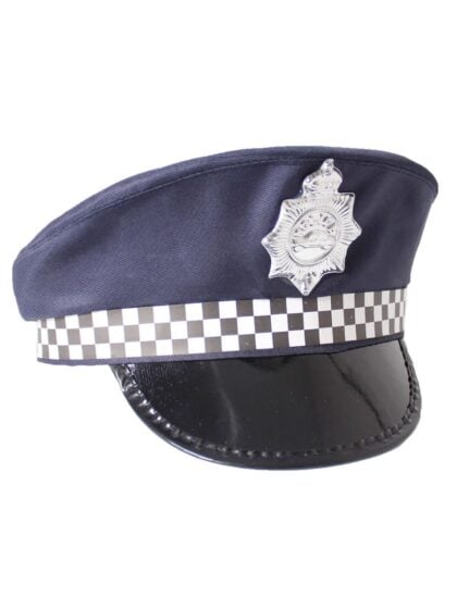 Blue Police Officer Hat with police badge detail for police costume and dress-up events