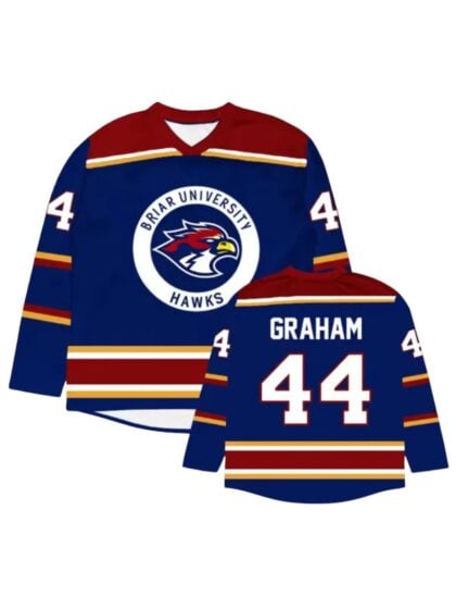 Garrett Graham Jersey Blue 44 Briar University Hawks hockey jersey inspired by Off Campus