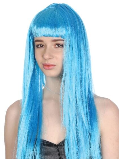 Light blue long wig with fringe