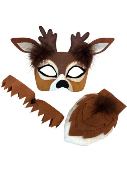 Deluxe deer costume set with deer mask, tail and collar